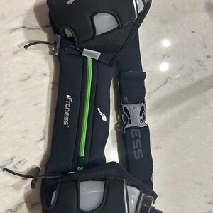 iFitness Double Water Bottle Hydration Belt Running Waist Pack - Black/Lime